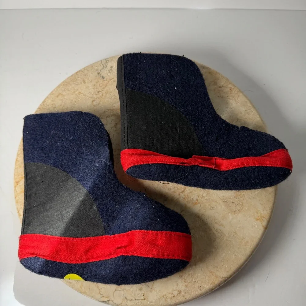 Kaufman Wool Blend Boot Liners Kids Size 9 Navy Blue Red Trim Made in Canada